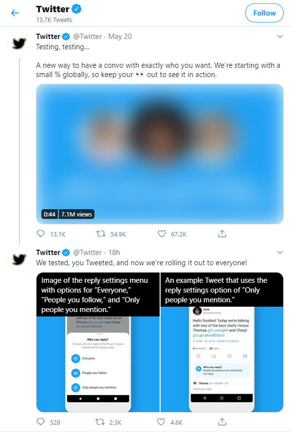 Image showing how inaccessible Twitter's own account is.